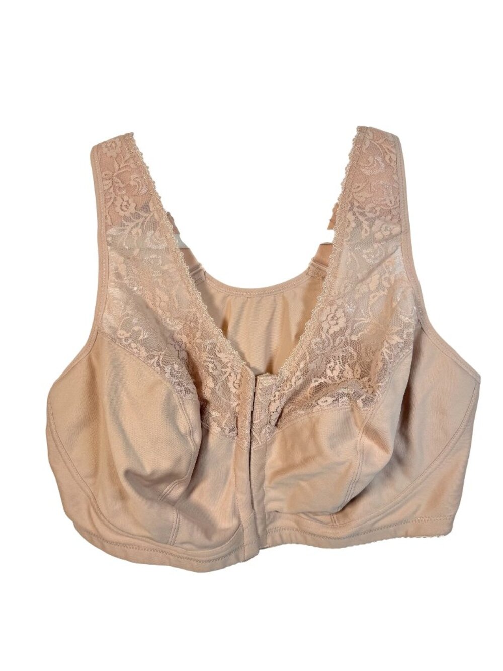 Delemira Calvina Womens Front-Closure Full Coverage Lace Bra Beige